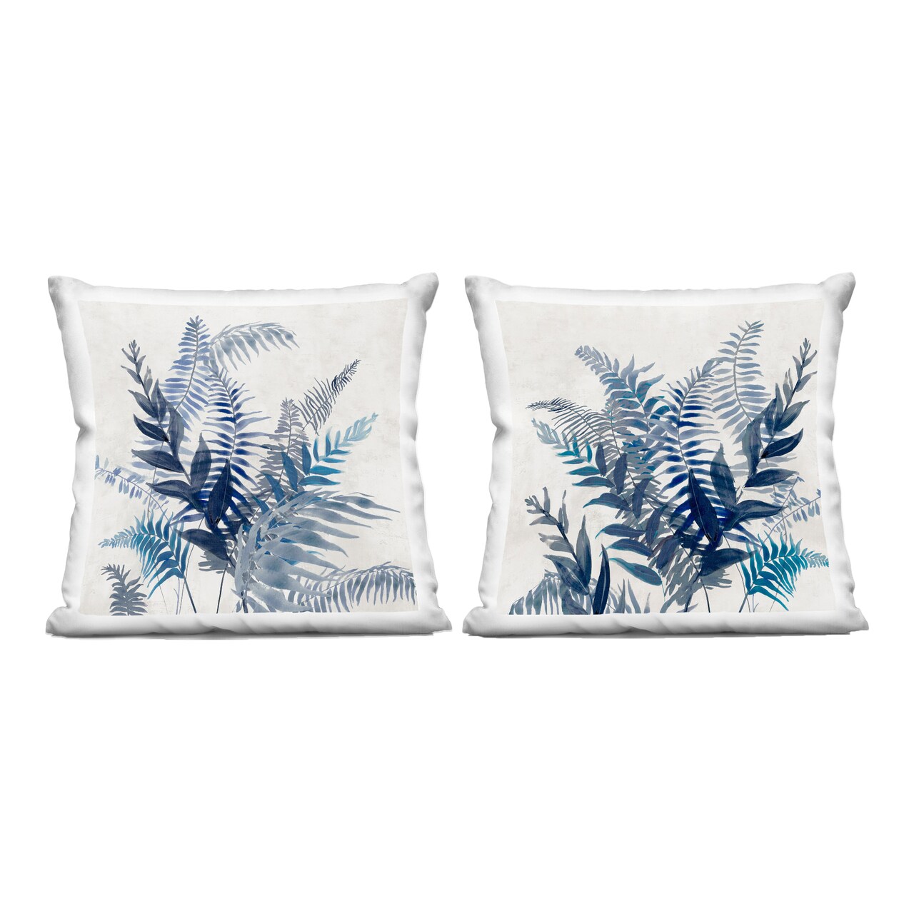 Stupell Industries Layered Palm Fronds in Blue 2 Piece Decorative Printed Throw Pillow Set, design by Jacob Q, 18 x 7 x 18